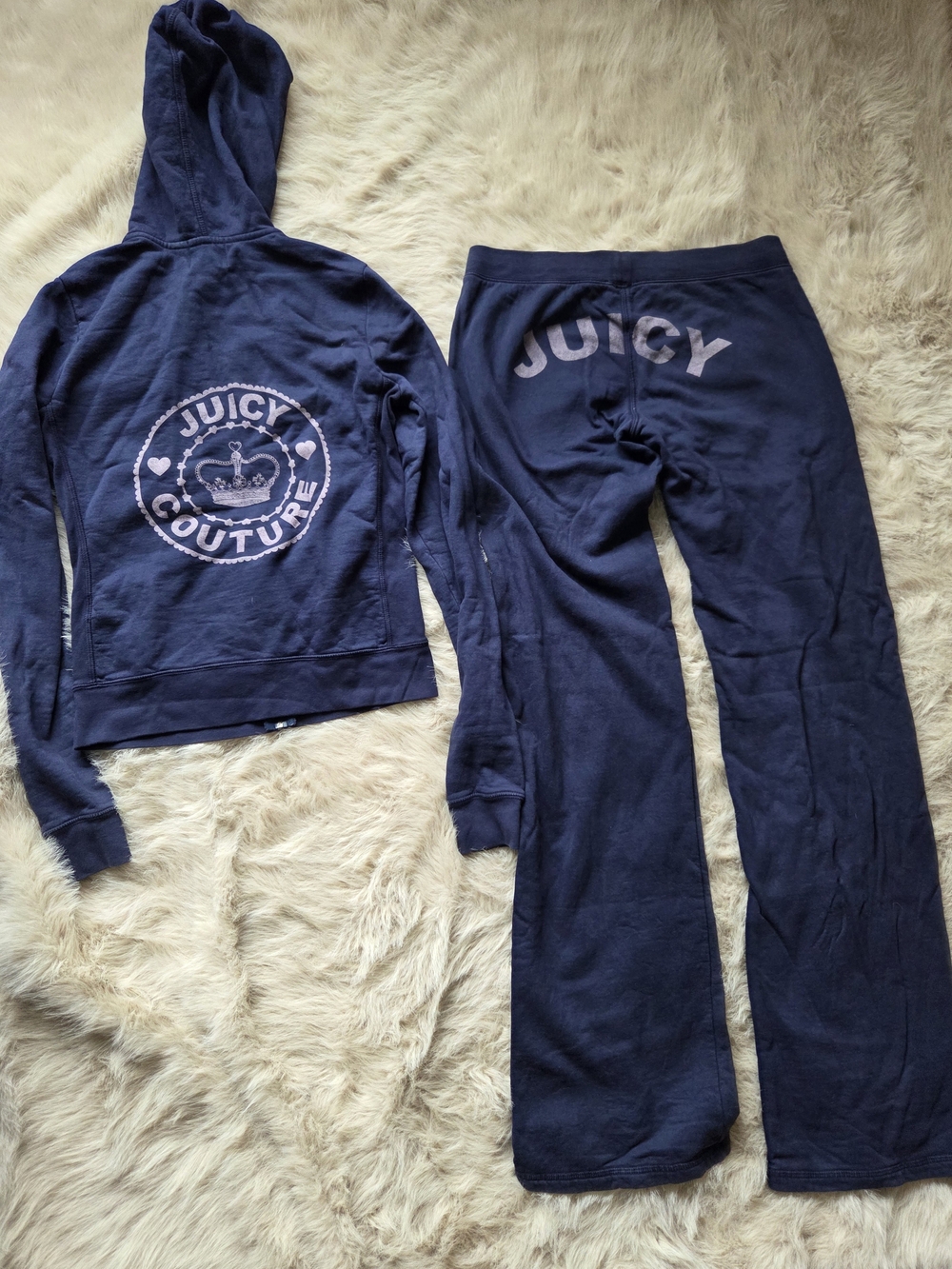 Vintage Juicy Couture Navy Logo Velour Track Pants - Juicy